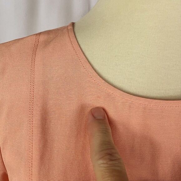 Theory Inessa Apricot Short Sleeve Exposed Gold Back Zipper Sheath Dress 10 - Picture 9 of 12